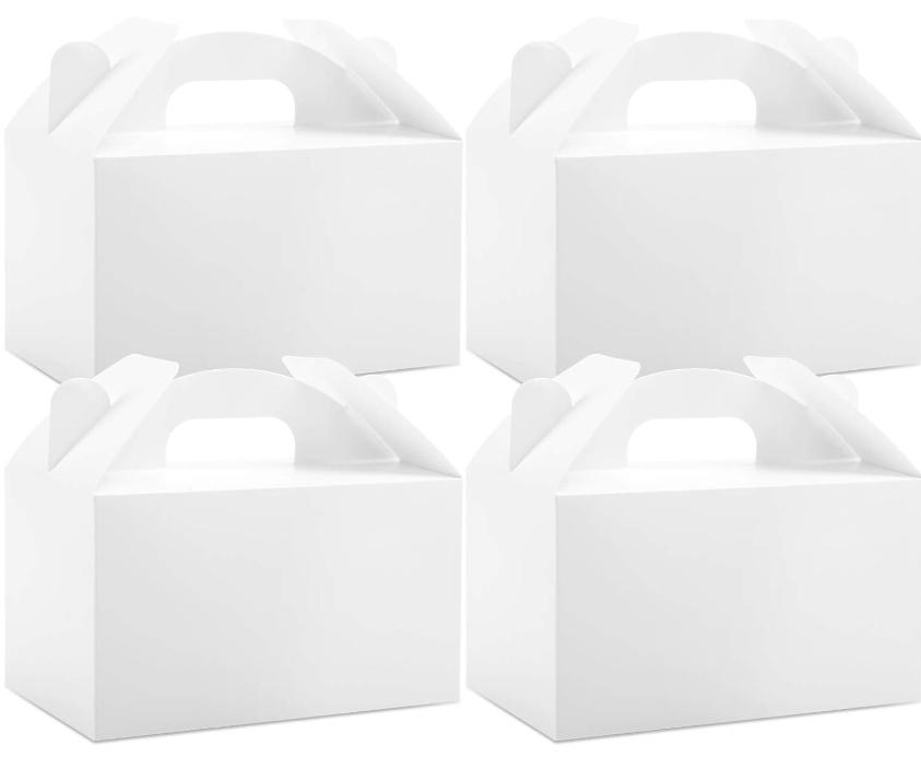 6-Inch Gable Paper Treat Boxes with Handles Kids Birthday Party Favor Gift Boxes for Baby Shower Bridal Shower Candy Wedding