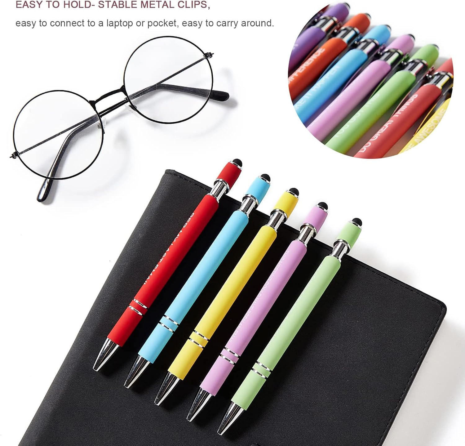 Colorful Bible Verse Ballpoint Pens Touch Screen Function Funny Office Gifts 1.0mm Writing Width Orange Metal Body Sports Banner