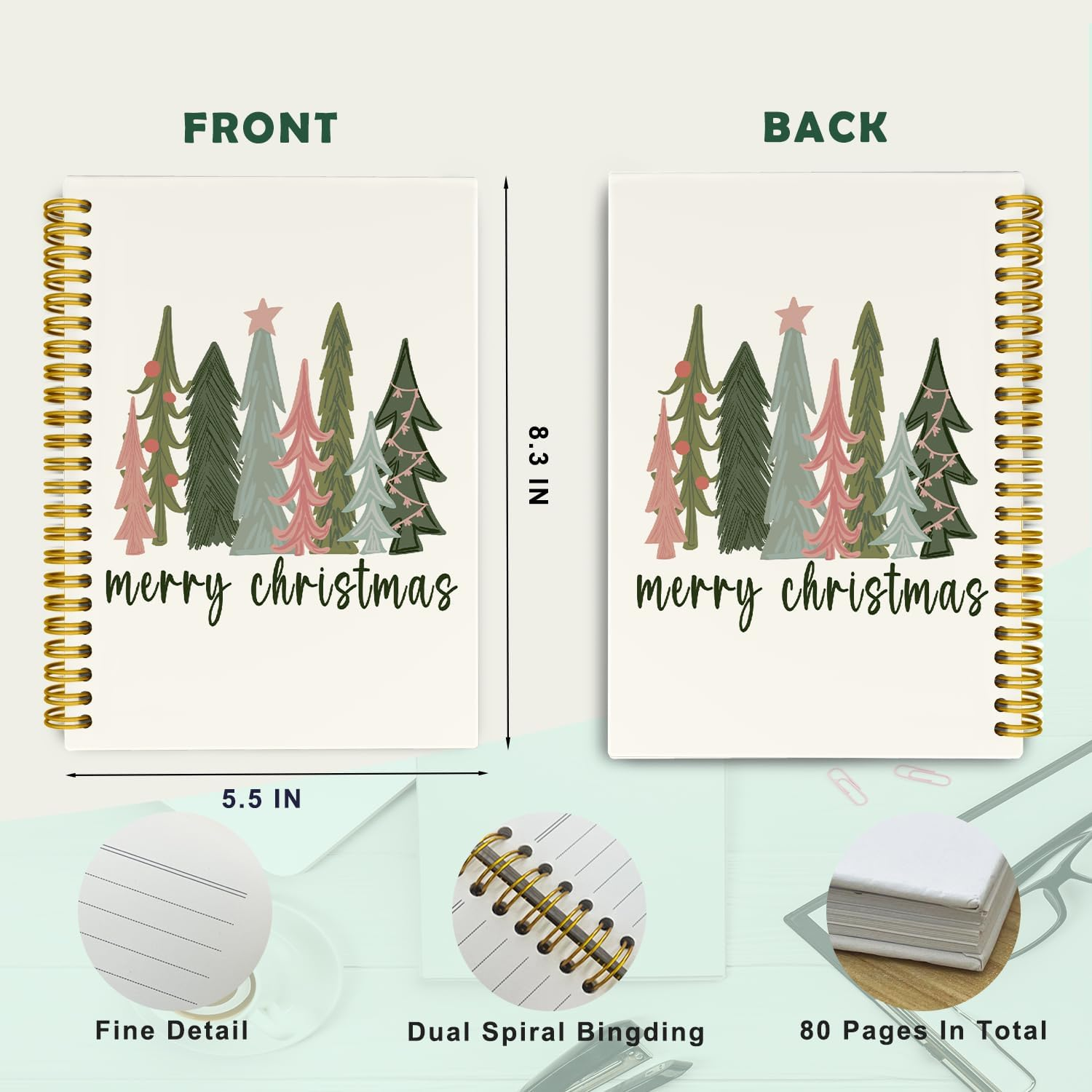 Christmas Composition Notebook Holiday Nutcracker Ballet A5 College Ruled Journal Leather Cover Sewing Binding Printed Style