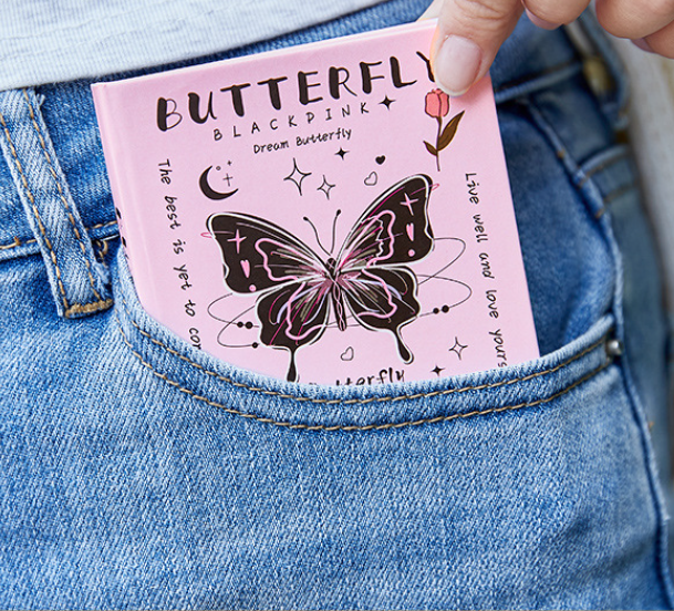Wholesale A7 Portable Girl's Dream Butterfly Mini Notebook High-Value Student Handbook