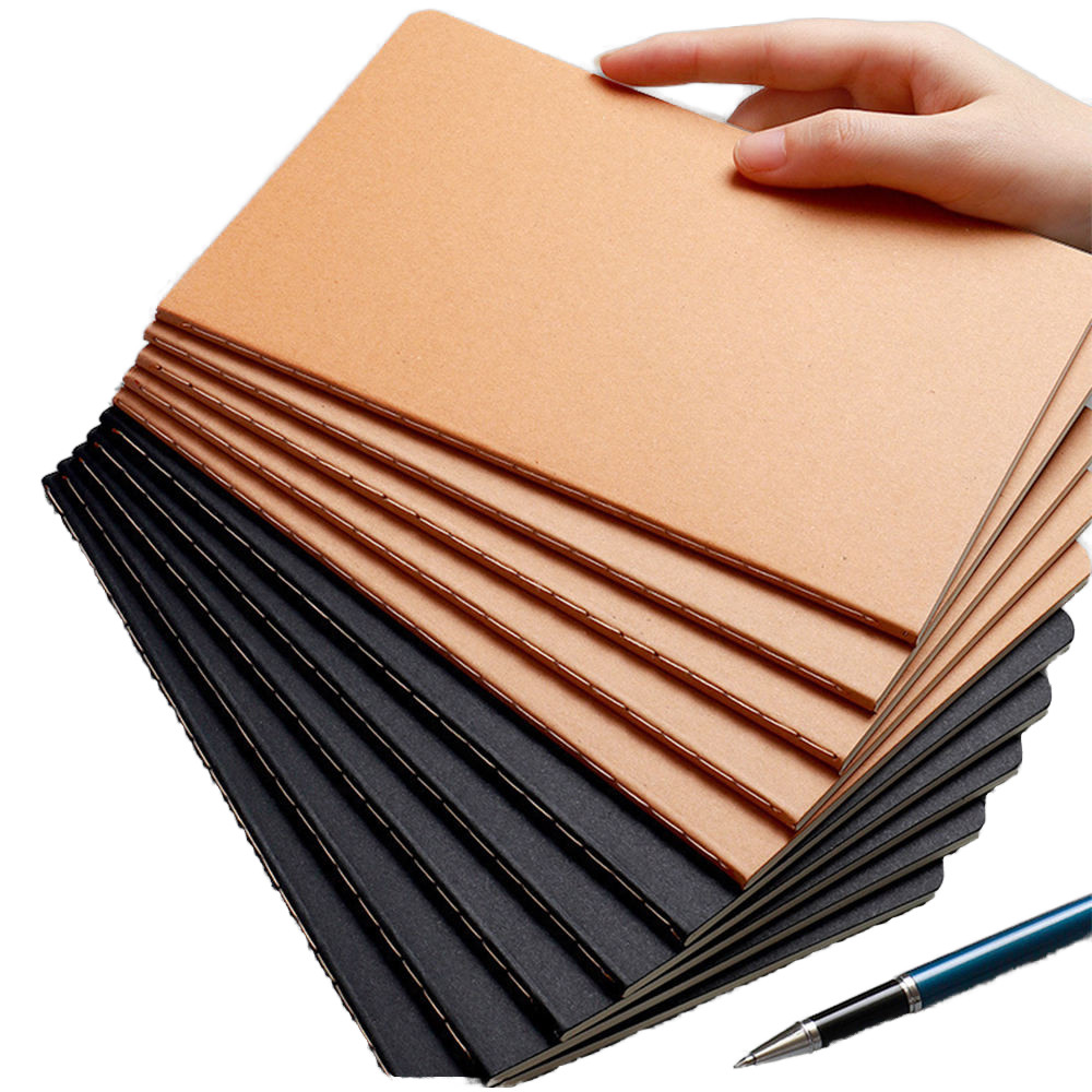 Customizable A5 Size Kraft Paper Notebook with 50 Sheets Sewing Binding Printed Style Kraft Paper Cover Diarybook