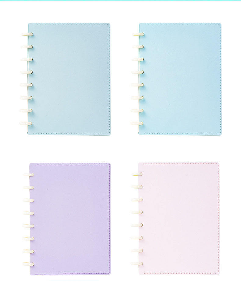 Custom A5 Pink Notebook Loose-Leaf Bound Printed Style Index Page Plastic Disc Binding Lattice Design Paper Material