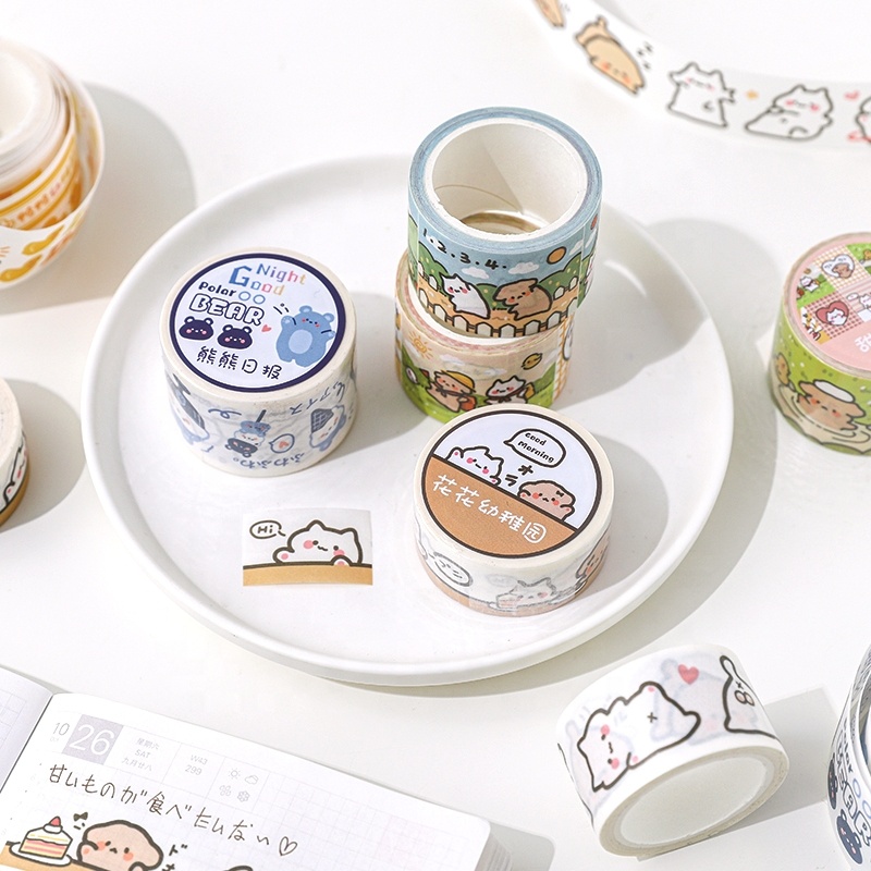 Custom Design Die Cut Washi Masking Tape Set Self-Adhesive Decoration Crafts Tape for Carton Sealing Single Sided Hot Melt