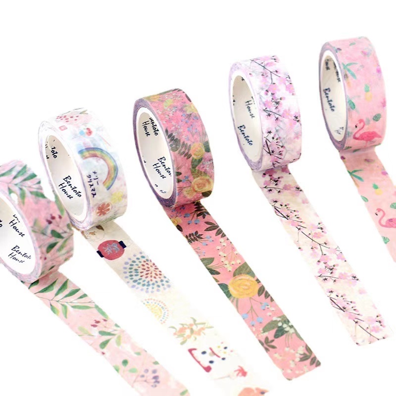 Cute Watercolor Washi Tapes Decorative Adhesive Rubber Masking Paper Hot Melt BOPP for Journaling Stationery Packing